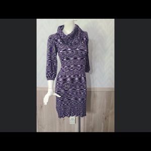 Sequin Hearts Cowl Neck Stretch Dress Very Slimming Size Small